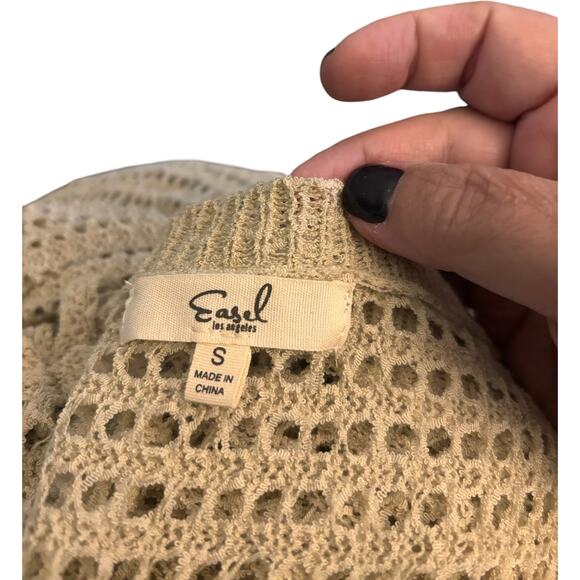 Easel Anthropologie Beige Crochet Knit Top, Women's Size Small, Oversized Boho - Picture 4 of 4